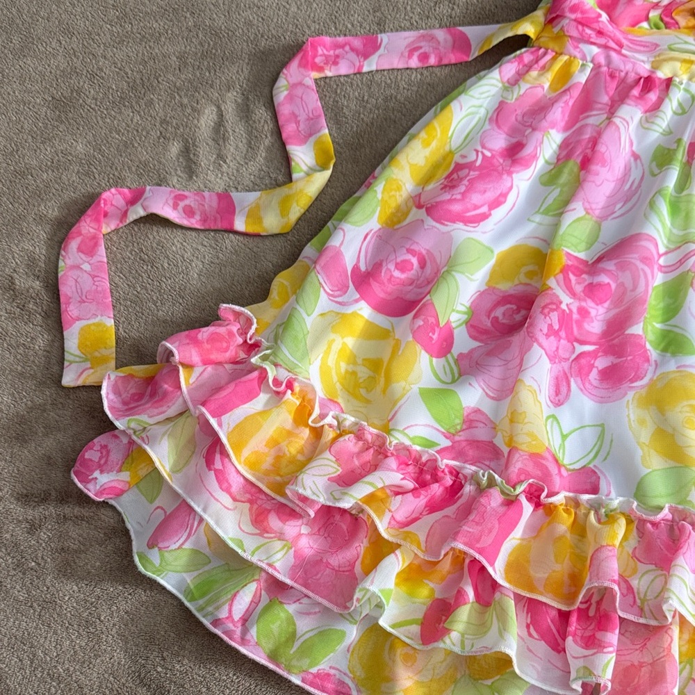 Jona Michelle Spring Floral Ruffle Dress with Flower Accent - Size 6 Girls - Picture 6 of 15